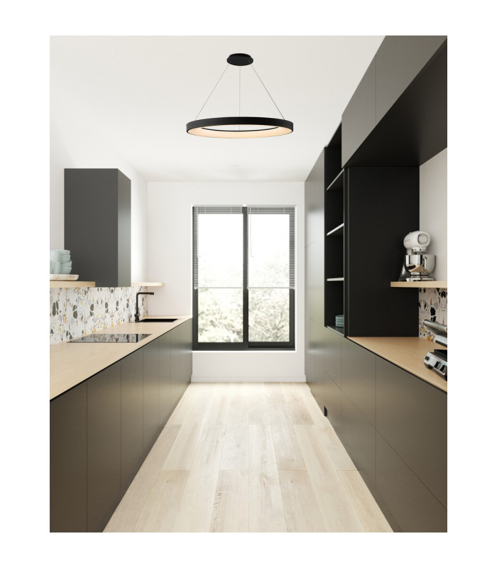 Niseko II Ring Pendant 90cm 66W LED 2700K-5000K Tuneable 5440lm Remote Control Black 3yrs Warranty-5