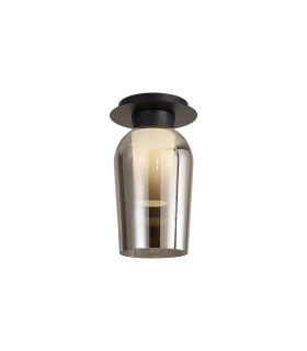Nora Semi Ceiling 1 Light E27 Black/Black Marble/Chrome Glass With Frosted Inner-1