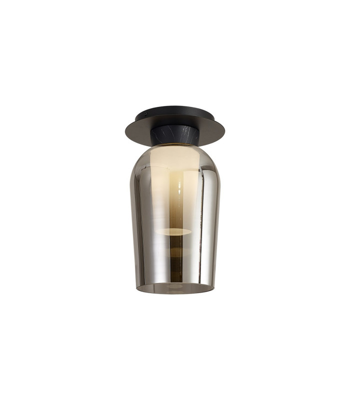 Nora Semi Ceiling 1 Light E27 Black/Black Marble/Chrome Glass With Frosted Inner-1
