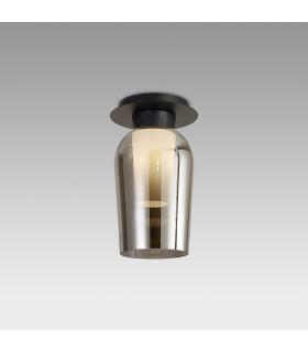 Nora Semi Ceiling 1 Light E27 Black/Black Marble/Chrome Glass With Frosted Inner-2