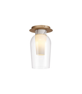 Nora Semi Ceiling 1 Light E27 Gold/White/Clear Glass With Frosted Inner-1