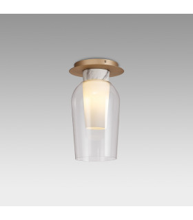 Nora Semi Ceiling 1 Light E27 Gold/White/Clear Glass With Frosted Inner-2