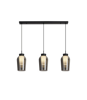 Nora Linear Pendant 3 Light Adjustable E27 Black/Black Marble/Chrome Glass With Frosted Inner-1