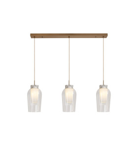 Nora Linear Pendant 3 Light Adjustable E27 Gold/White/Clear Glass With Frosted Inner-1