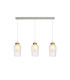 Nora Linear Pendant 3 Light Adjustable E27 White/Wood/Clear Glass With Frosted Inner-1