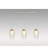 Nora Linear Pendant 3 Light Adjustable E27 White/Wood/Clear Glass With Frosted Inner-2