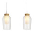Nora Linear Pendant 3 Light Adjustable E27 White/Wood/Clear Glass With Frosted Inner-5