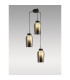 Nora Round Pendant 3 Light Adjustable E27 Black/Black Marble/Chrome Glass With Frosted Inner-2