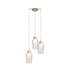 Nora Round Pendant 3 Light Adjustable E27 Gold/White/Clear Glass With Frosted Inner-1