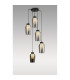 Nora Round Pendant 5 Light Adjustable E27 Black/Black Marble/Chrome Glass With Frosted Inner-2