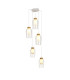 Nora Round Pendant 5 Light Adjustable E27 White/Wood/Clear Glass With Frosted Inner-1