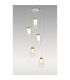 Nora Round Pendant 5 Light Adjustable E27 White/Wood/Clear Glass With Frosted Inner-2