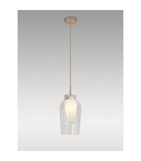 Nora Single Pendant 1 Light Adjustable E27 Gold/White/Clear Glass With Frosted Inner-2