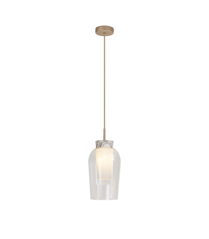 Nora Single Pendant 1 Light Adjustable E27 Gold/White/Clear Glass With Frosted Inner-4
