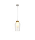 Nora Single Pendant 1 Light Adjustable E27 White/Wood/Clear Glass With Frosted Inner-6
