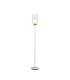 Nora Floor Lamp 1 Light E27 White/Wood/Clear Glass With Frosted Inner-1