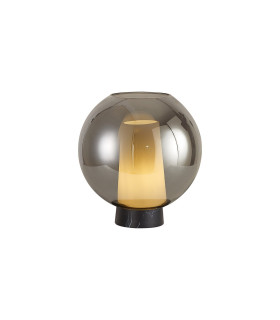 Nora Ball Table Lamp 1 Light E27 Black/Black Marble/Chrome Glass-1