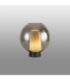 Nora Ball Table Lamp 1 Light E27 Black/Black Marble/Chrome Glass-2