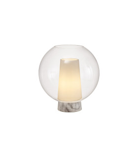 Nora Ball Table Lamp 1 Light E27 Gold/White/Clear Glass-1