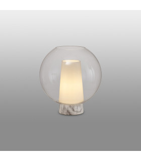 Nora Ball Table Lamp 1 Light E27 Gold/White/Clear Glass-2