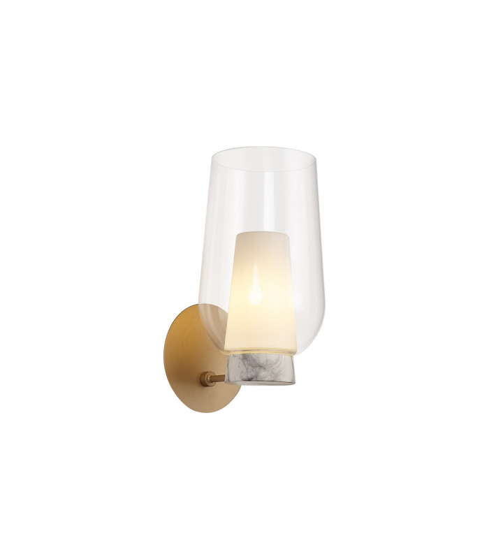 Nora Wall Lamp 1 Light E27 Gold/White/Clear Glass With Frosted Inner-1