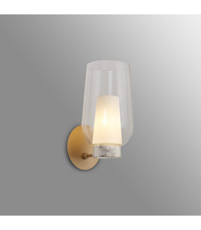 Nora Wall Lamp 1 Light E27 Gold/White/Clear Glass With Frosted Inner-2
