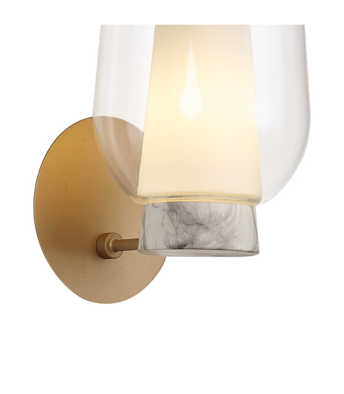 Nora Wall Lamp 1 Light E27 Gold/White/Clear Glass With Frosted Inner-3
