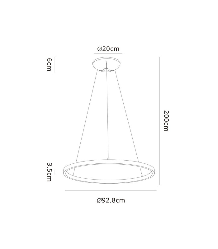Riumar Ring Pendant 92cm 60W+20W LED 3 Way Relay 3000K 5800lm Black 3yrs Warranty-7