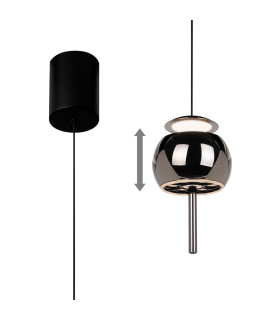 Roller Rise And Fall Pendant 12W LED 3000K 450lm Black Chrome/Black 3yrs Warranty-1