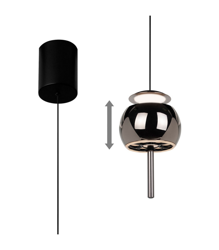 Roller Rise And Fall Pendant 12W LED 3000K 450lm Black Chrome/Black 3yrs Warranty-1