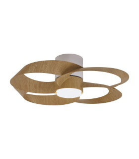 Rose 24W LED Dimmable Ceiling Light With Built-In 25W DC Reversible Fan Remote Control 2700-5000K 1800lm White/Wood-1