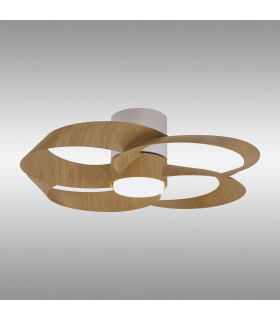 Rose 24W LED Dimmable Ceiling Light With Built-In 25W DC Reversible Fan Remote Control 2700-5000K 1800lm White/Wood-2