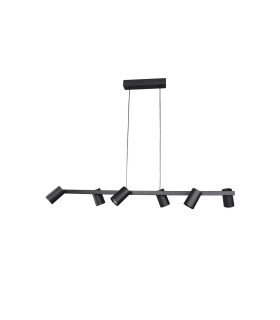 Sal 6 Light Linear Pendant Spotlight GU10 Matt Black-1