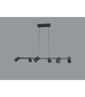 Sal 6 Light Linear Pendant Spotlight GU10 Matt Black-2