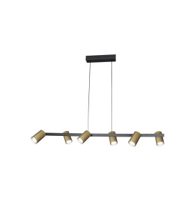 Sal 6 Light Linear Pendant Spotlight GU10 Satin Gold/Matt Black-1