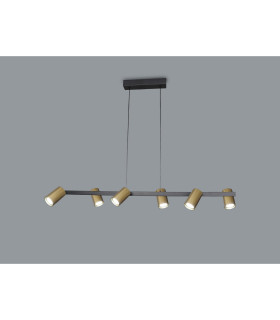 Sal 6 Light Linear Pendant Spotlight GU10 Satin Gold/Matt Black-2