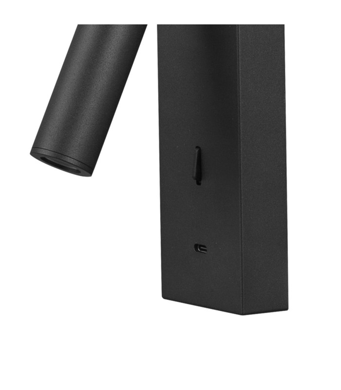 Tarifa II Wall/Reading Light Adjustable With USB-C Socket 3W LED 3000K 210lm Switched Black 3yrs Warranty-4