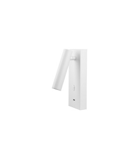 Tarifa II Wall/Reading Light Adjustable With USB-C Socket 3W LED 3000K 210lm Switched White 3yrs Warranty-1