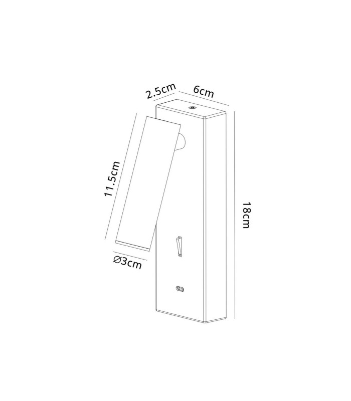 Tarifa II Wall/Reading Light Adjustable With USB-C Socket 3W LED 3000K 210lm Switched White 3yrs Warranty-5
