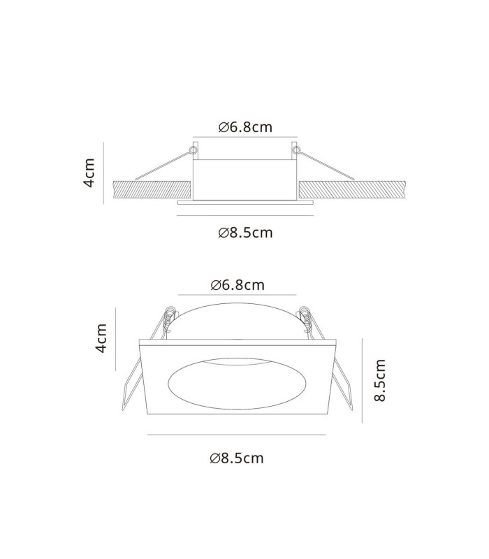 Tavira Recessed Spotlight 8.5cm Square GU10 (Max 12W) IP54 Cut Out 68mm Black-5