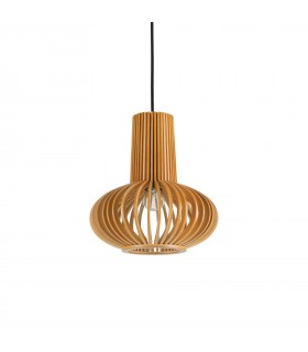 1 Light Ceiling Pendant Wood, E27 - 1