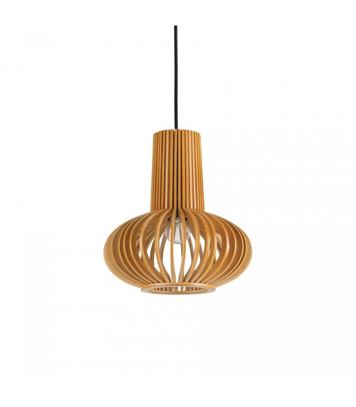 1 Light Ceiling Pendant Wood, E27 - 1