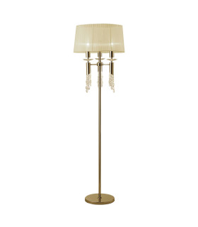 Tiffany Floor Lamp 3+3 Light E27+G9 French Gold With Cream Shade & Clear Crystal-1
