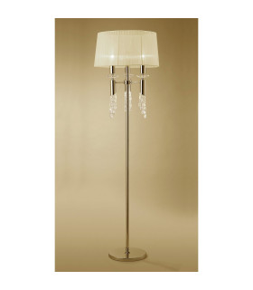 Tiffany Floor Lamp 3+3 Light E27+G9 French Gold With Cream Shade & Clear Crystal-2