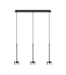 Tonic Linear Pendant 3 Light With Replaceable 12W LEDs 3000K Bronze/Black/Bronze Glass-1