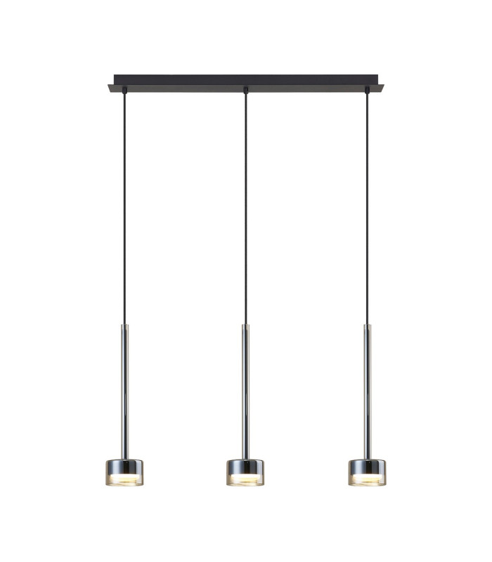 Tonic Linear Pendant 3 Light With Replaceable 12W LEDs 4000K Bronze/Black/Bronze Glass-1