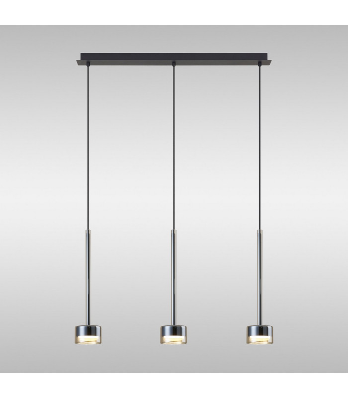 Tonic Linear Pendant 3 Light With Replaceable 12W LEDs 4000K Bronze/Black/Bronze Glass-2