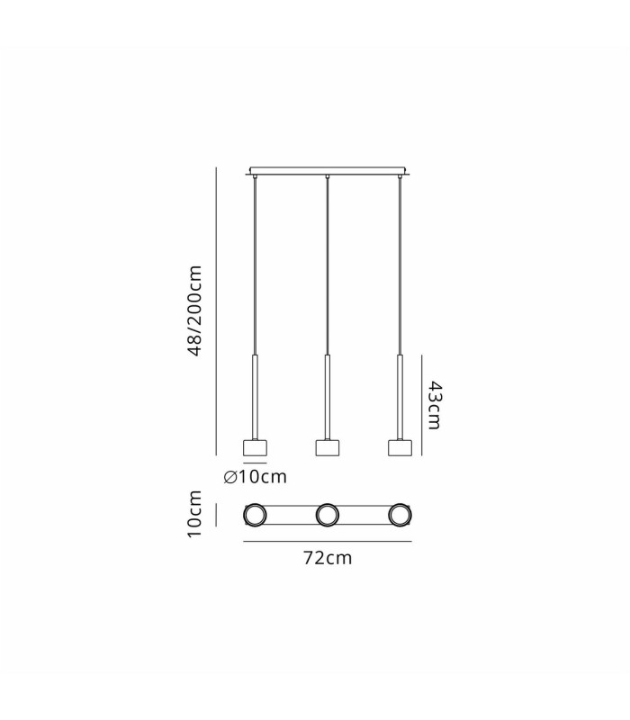 Tonic Linear Pendant 3 Light With Replaceable 12W LEDs 3000K Chrome/Black/Chrome Glass-7