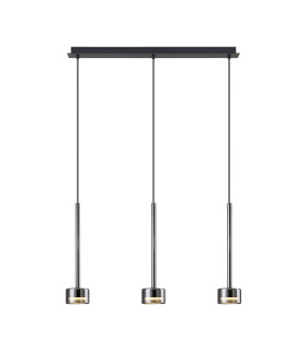 Tonic Linear Pendant 3 Light With Replaceable 12W LEDs 4000K Chrome/Black/Chrome Glass-1