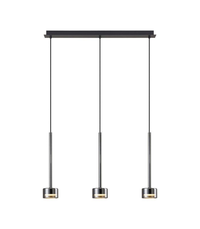 Tonic Linear Pendant 3 Light With Replaceable 12W LEDs 4000K Chrome/Black/Chrome Glass-1
